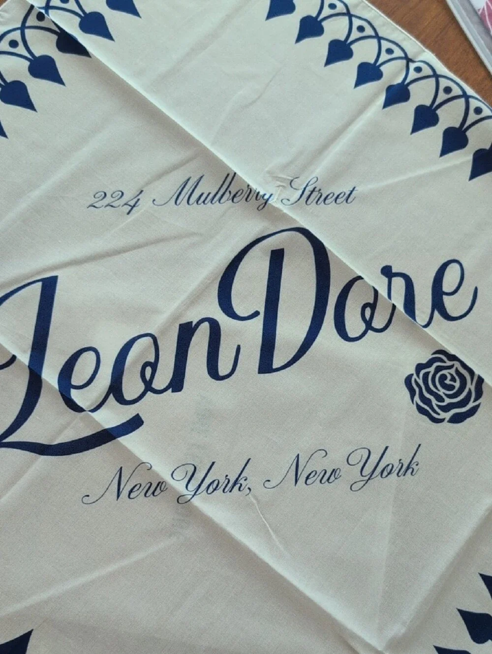Aimé Leon Dore Cream and Navy Script Logo Scarf